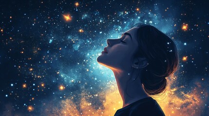 Person Profile with Starry Night Background for Social Media