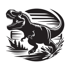 T-rex roaring Silhouette  vector black color and solid white background