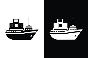 Obraz premium Cargo ship icon on White Background Vector Art Illustration on white background. 