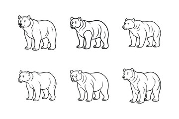 Panda bear sets vector illustration icon, panda silhouette vector icon on white background.	