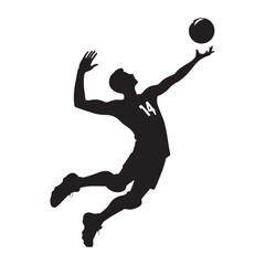 Volleyball player serving Silhouette  vector black color and solid white background