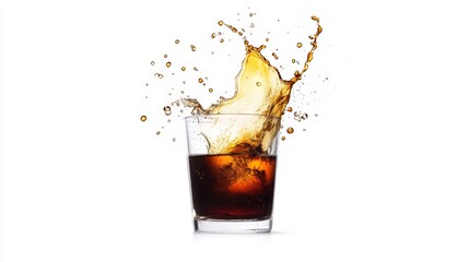A refreshing glass of coffee with ice, captured in a moment of splashing, showcasing the invigorating nature of the drink. This image symbolizes energy, refreshment, and the perfect pick-me-up.