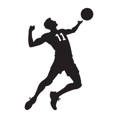 Volleyball player serving Silhouette  vector black color and solid white background