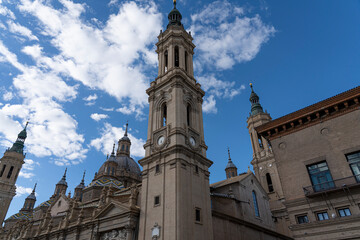 Elegant Mudejar Tower Against Clear Sky - Zaragoza Basilica Detail