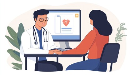 Asian patient consulting online with a GP for cancer treatment. Telehealth services offering emotional support and medical advice.