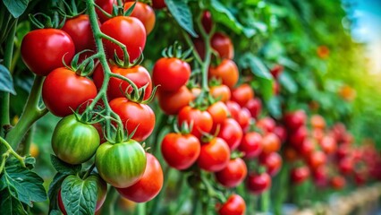 Obraz premium Vibrant Red Tomatoes Among Lush Green Plants