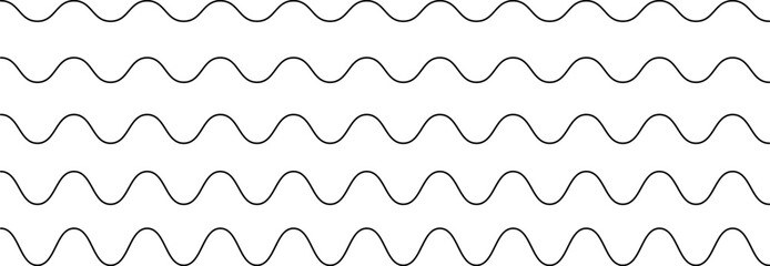 Set of seamless wavy - curvy and zigzag - criss cross horizontal lines. Vector Graphic design elements
