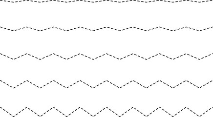 Set of seamless wavy - curvy and zigzag - criss cross horizontal lines. Vector Graphic design elements