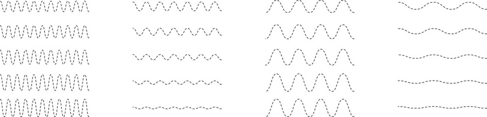 Set of seamless wavy - curvy and zigzag - criss cross horizontal lines. Vector Graphic design elements