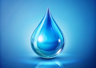 Fototapeta premium Blue Water Droplet Icon on a Smooth Background