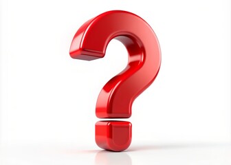 3D Red Question Mark on White Background