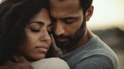 Comforting Embrace Between Indian Couple During Difficult Times
