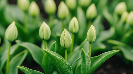 Obraz premium New Flower Buds in Garden After Rain