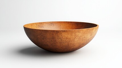 Empty Brown Paper Bowl on White Background: Ideal for Food Presentation and Packaging Uses
