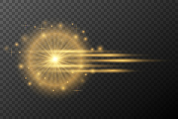 Light effect Golden isolated flare explosion shiny dust line solar flare spark star neon light, vector effect	
