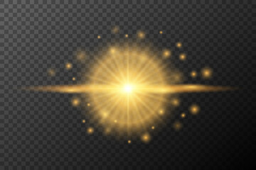 Light effect Golden isolated flare explosion shiny dust line solar flare spark star neon light, vector effect	
