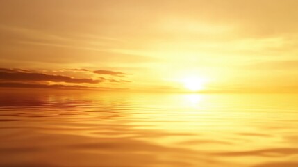 Vibrant sunset with a golden sky and a calm, reflective ocean