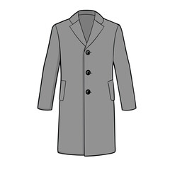 Classic Men Long Coat Vector Cartoon Gray Trench Coat vector Illustration