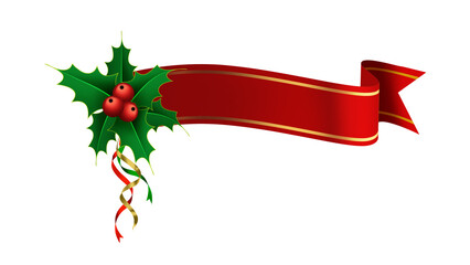 Christmas Banners and Ribbons Elements with Christmas Decoration Elements.