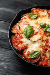 Traditional homemade Aubergine parmigiana with tomato sauce parmesan and mozzarella cheese