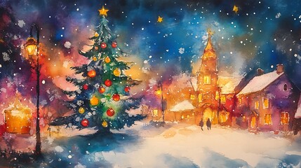 Obraz premium New Year artistic watercolor background in rich colors