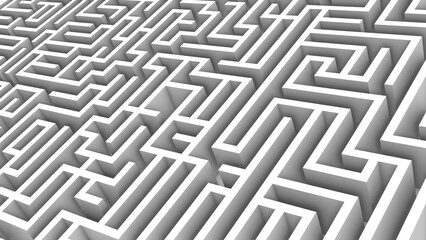 Puzzle Rectangular Maze Background in 3D Geometry in White Color