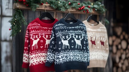 Christmas cozy sweater patterns with reindeer motifs