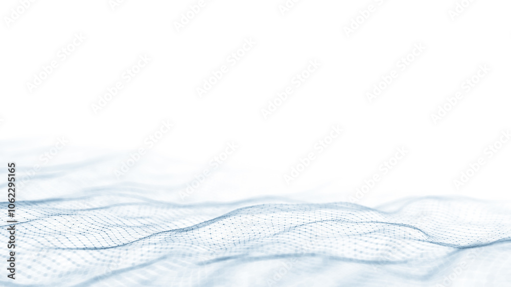 Aufkleber digital dynamic wave of particles and lines. abstract white futuristic background. big data visualiz