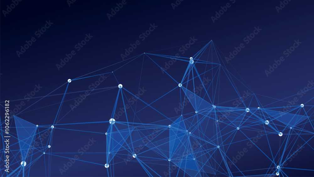 Aufkleber blue network connection structure. vector digital background with dots and lines. big data visualiza