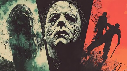 Halloween vintage film poster designs featuring classic horror movies