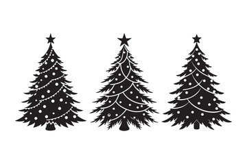 Christmas tree silhouette Bundle, Christmas tree silhouette vector illustration