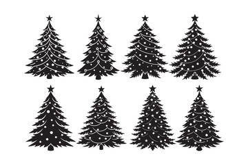 Christmas tree silhouette Bundle, Christmas tree silhouette vector illustration