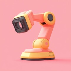 Colorful Robotic Arm on a Pink Background