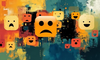 Abstract Artwork with Emojis - Powered by Adobe