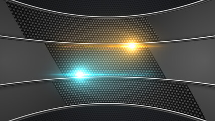 Perforated Metallic Panels with Light Lens Flares Abstract Background