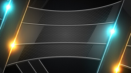 Perforated Metallic Panels with Light Lens Flares Abstract Background