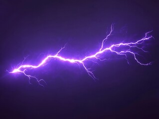 A vivid lightning bolt stretches across a dark, stormy sky, creating a striking contrast with the night backdrop.