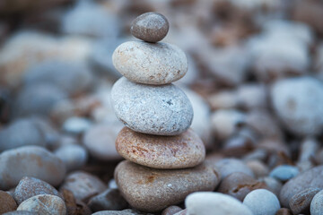 Stone pyramids on the beach