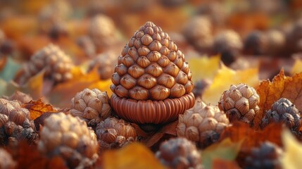 Single Brown Acorn on Clean White Background Perfect for Nature-Themed Designs and Educational Purposes