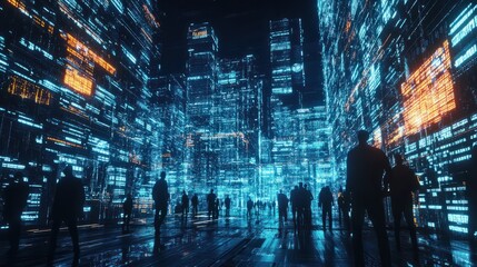 Software developers discussing programming code and planning how to create innovative software