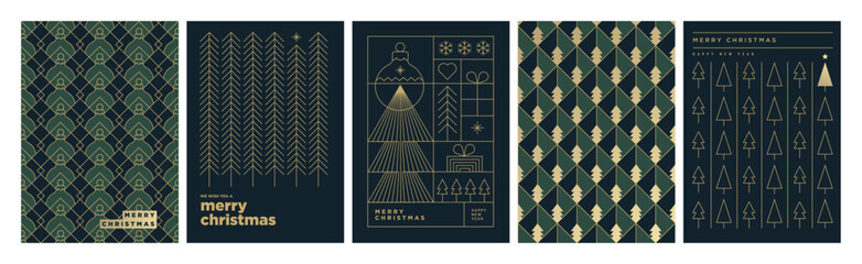 Set of illustrations on the theme of Christmas and New Year. Vector concepts for greeting card, party invitation card, website banner, social media banner, marketing material.