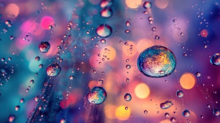 Water Drops with Bokeh Background