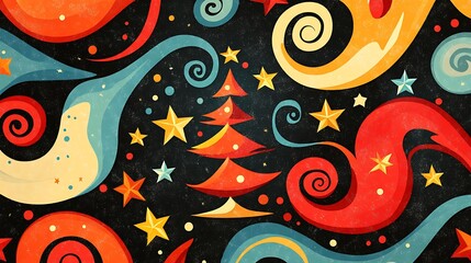 Christmas festive swirl patterns with bright colors