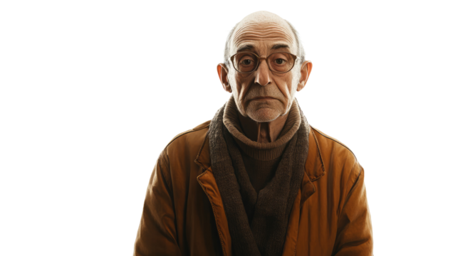 Thoughtful Elderly Man in a Casual Outfit Against a Light Backdrop Generative AI - Powered by Adobe