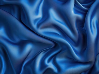 Fototapeta premium An abstract image featuring luxurious blue satin fabric with elegant folds and rich textures, conveying a sense of sophistication and elegance.