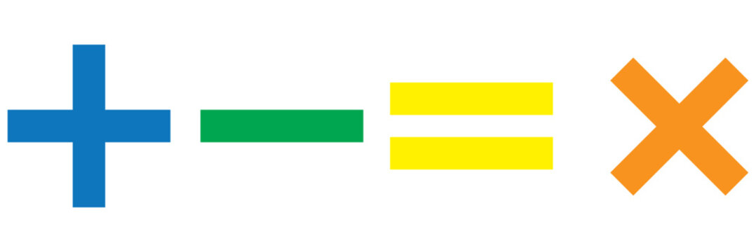 Vector illustration of set of mathematical symbols. Calculations and mathematical operations