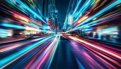 Neon speed lines representing movement and acceleration in a digital context.