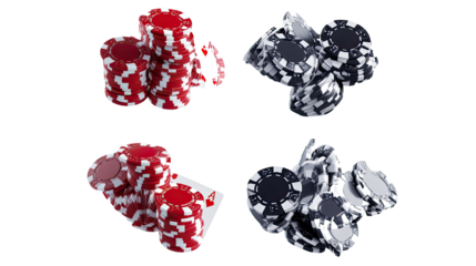 Playing Cards and Poker Chips on a Clear Backdrop Generative AI