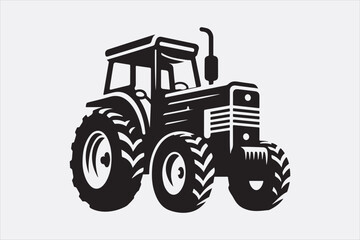 A black vector of a tractor silhouette.