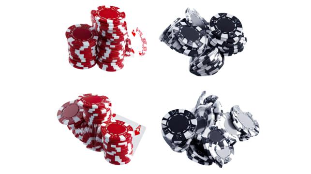 Playing Cards and Poker Chips on a Clear Backdrop Generative AI
